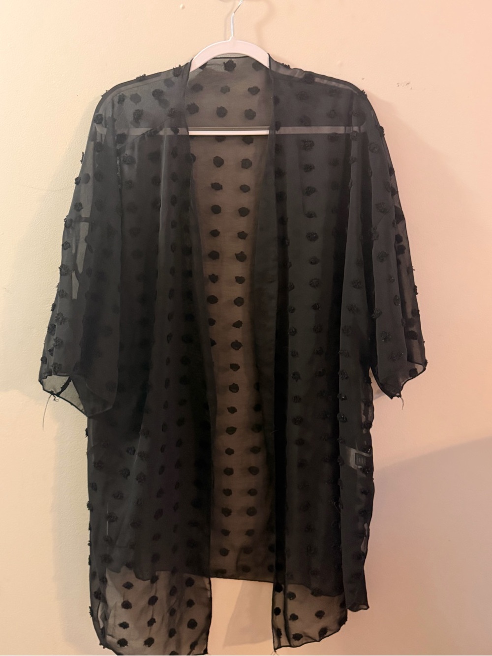 Sheer Black Polka Dot Kimono sweater